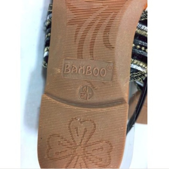 Womens Boho Chevron Embroidered T-Strap Sandal 6.5 Black Gold with Charms - Picture 7 of 8